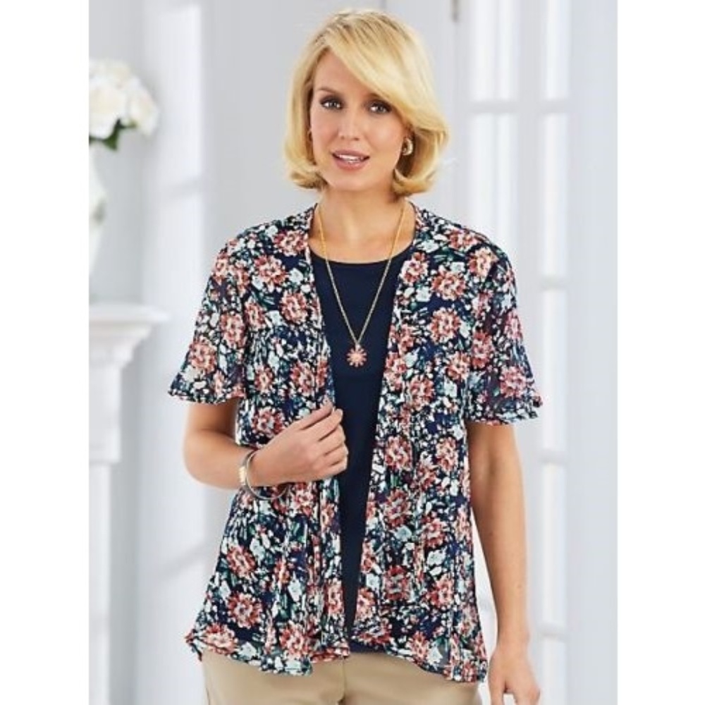 NWT Salon Studio Chintz Floral Blouse Tank Top Set